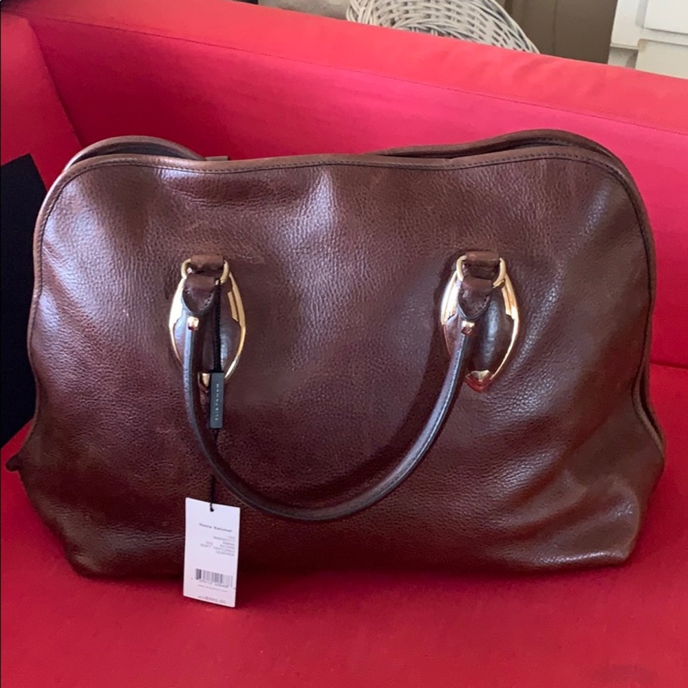 Elie Tahari vintage style leather doctor bag purse - Picture 1 of 16